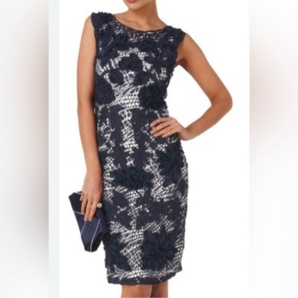 Woman’s Black/Navy Floral Lace Midi Dress